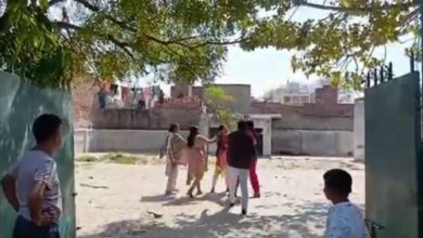 Before the Lathmar Holi of Barsana, women teachers had a lathi fight in Agra