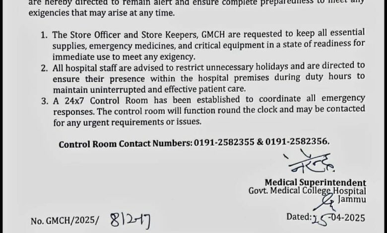 Jammu and Kashmir: Hospitals on alert, instructions to deal with emergency situations