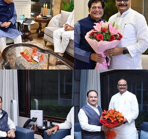 Uttar Pradesh Deputy Chief Minister Brijesh Pathak met BJP National President JP Nadda and Union Commerce and Industry Minister Piyush Goyal