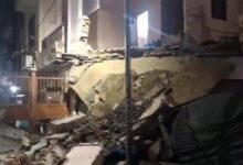 Agra: Dilapidated multi-storey house collapses in Shahganj, two people feared trapped under the rubble