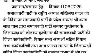Lucknow: There is no change in SP state executive, only Kushinagar district executive dissolved
